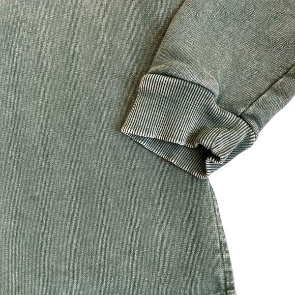 ANTHROPOLOGIE Pilcro Olive Green Terry Split Hem Tunic Top Distressed Cotton - Picture 13 of 16